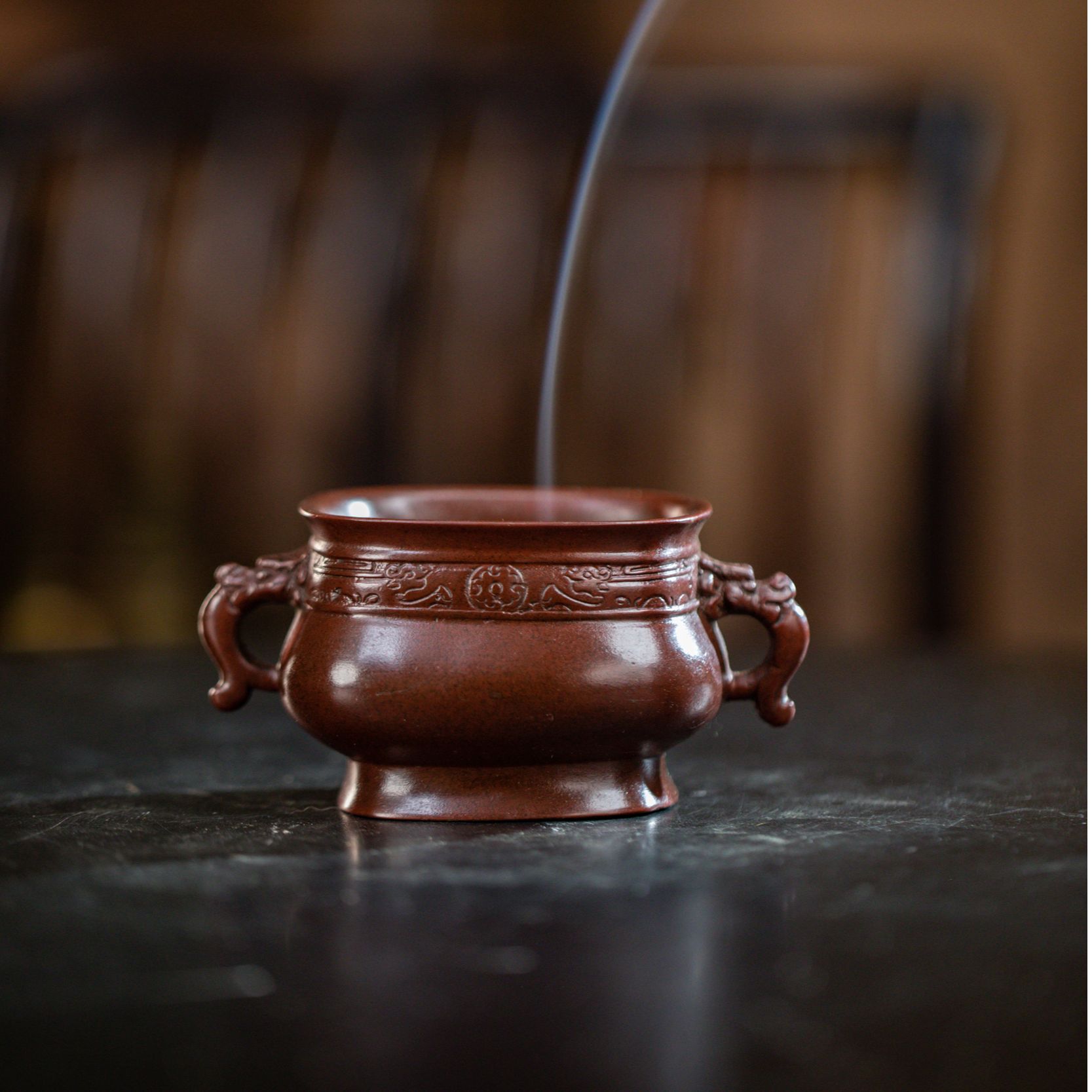 冠丞恭造【夔龙耳锦带方彝炉】巧生炉宣德炉熏香炉工艺品文创桌面