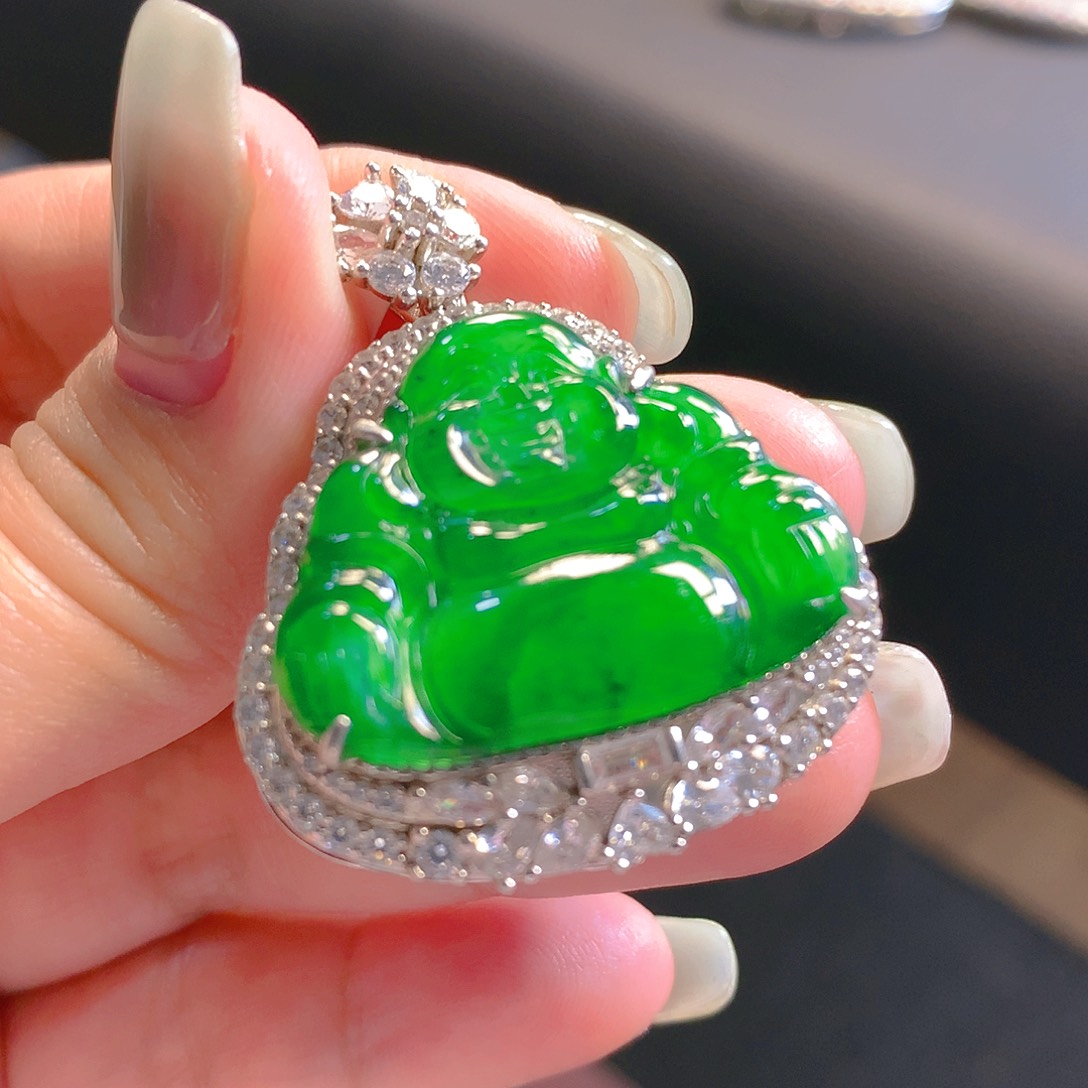 翡翠颈饰银S925镶嵌甜**西翡翠