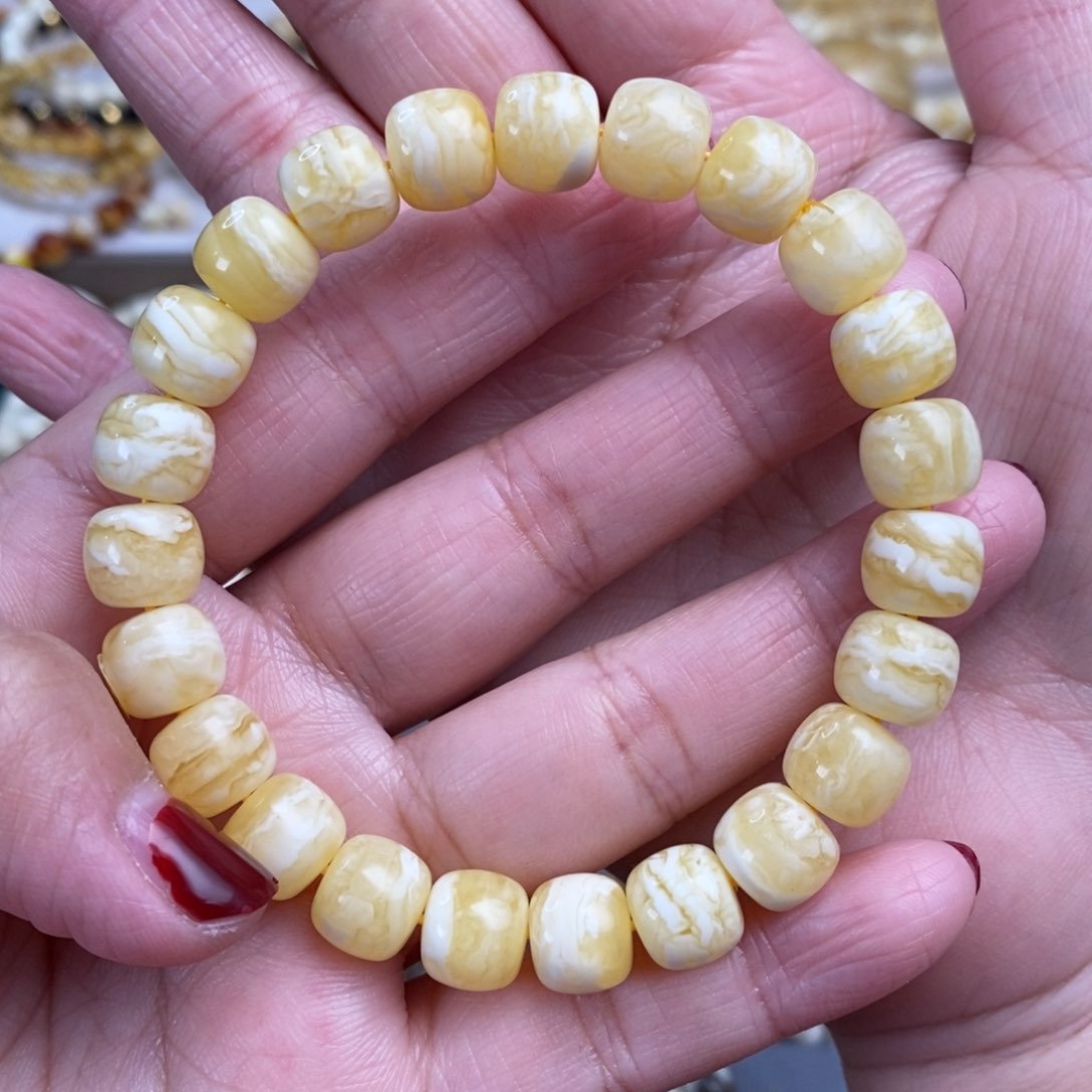 琥珀裸石未镶嵌虎皮纹老型手串9.8