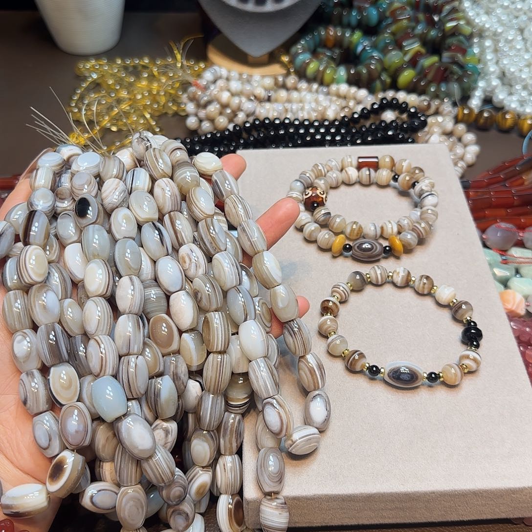 玛瑙/玉髓合金珠宝半成品千层玛瑙板眼一条12✖️16mm