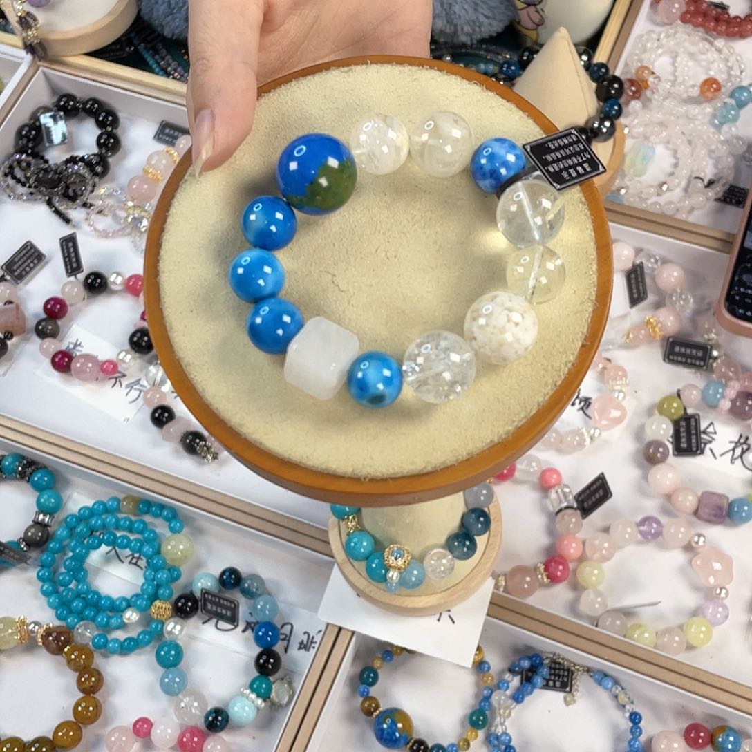 水晶手链银S925镀金镶嵌