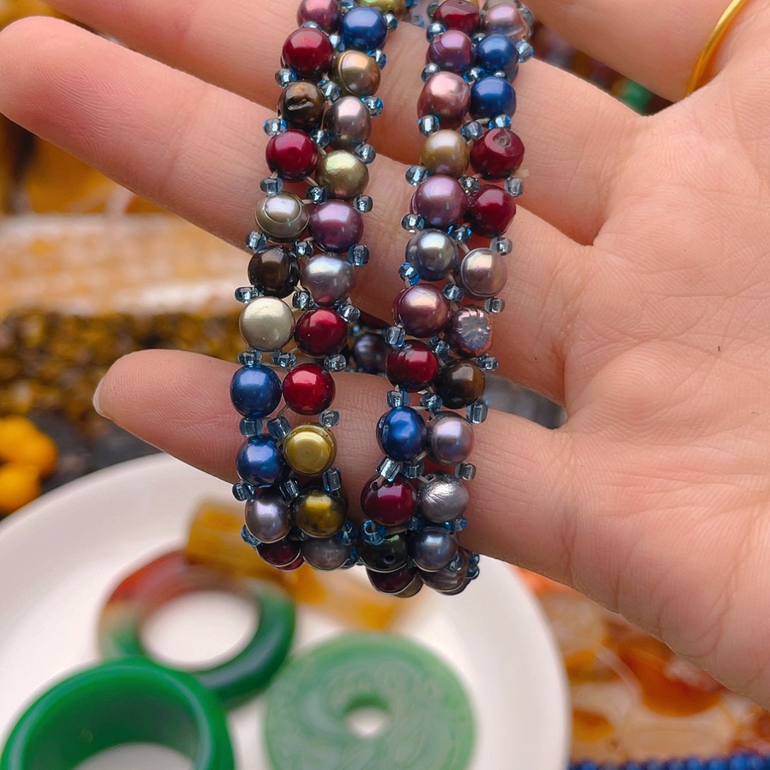 玛瑙/玉髓珠宝半成品未镶嵌珍珠手链一条