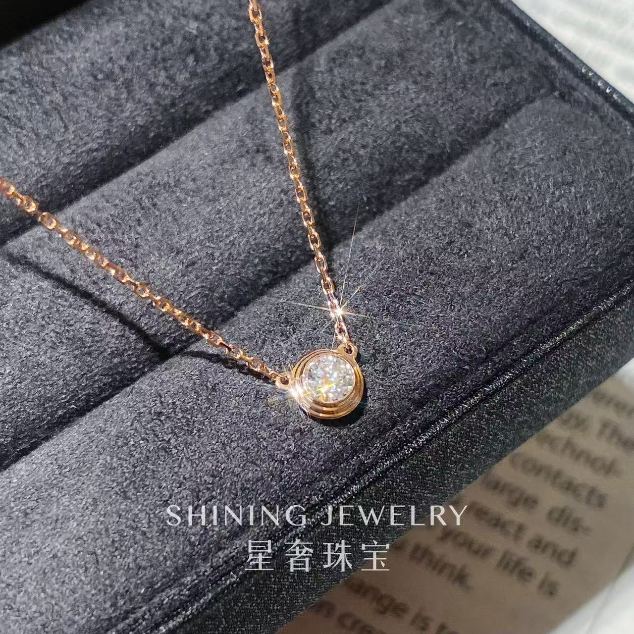 实验室培育钻石【星奢珠宝】18k金飞碟项链人工培育钻（少量库存）