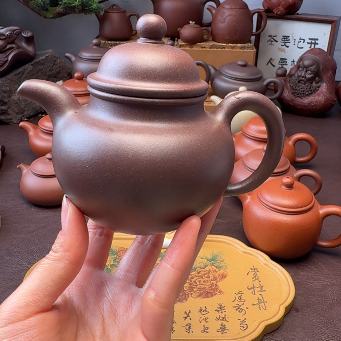 钱***多紫砂茶壶特练紫泥   铎球  260微瑕