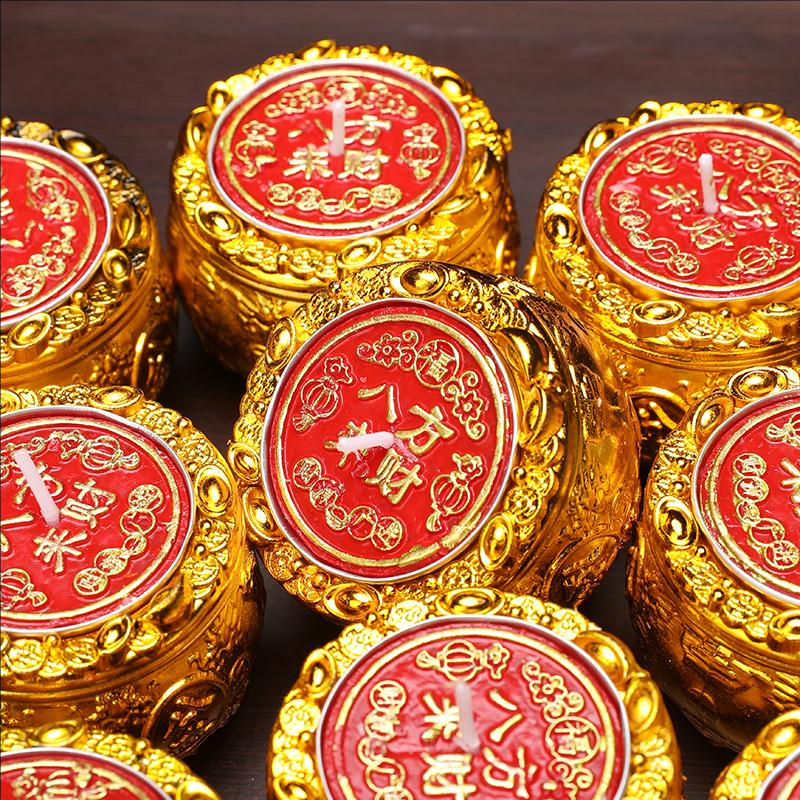 一桶金聚宝盆鎏金发财蜡烛酥油烛高档无烟烛家用礼佛寺庙发财烛