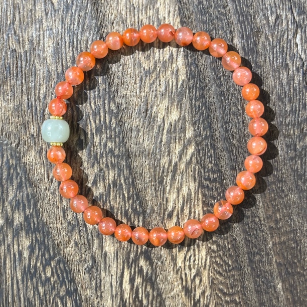 1151南红玛瑙配和田玉手串5mm