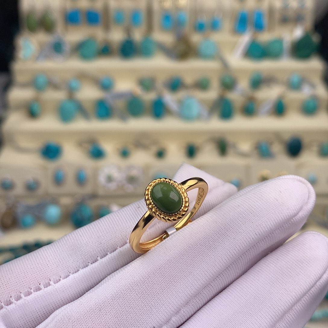 绿松石银S925镶嵌戒指