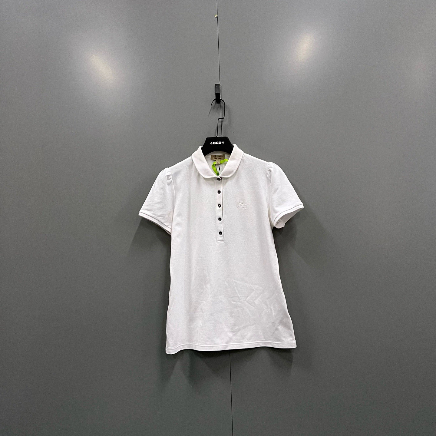 99新 BURBERRY/博柏利 zz4 白色刺绣徽标polo衫 XL码/610796