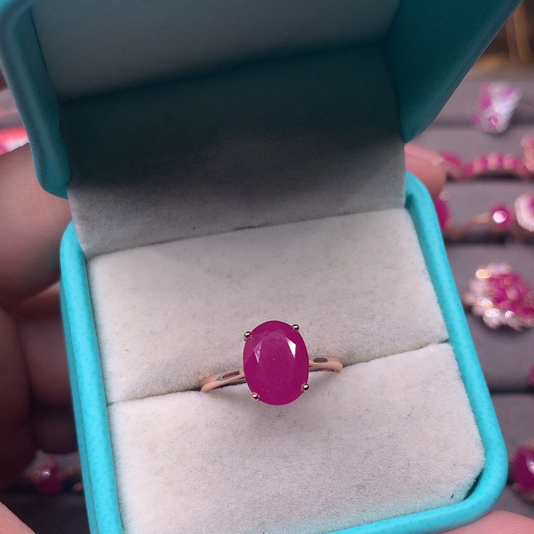 红宝石戒指银S925镶嵌