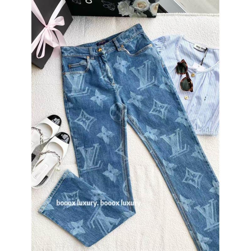 95新 LouisVuitton/路易威登  cc1115 棉 老花满印牛仔裤 34码