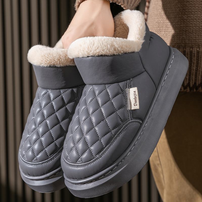 棉鞋子男款冬季厚底防滑加绒加厚保暖防水耐脏高帮皮棉鞋男士外穿