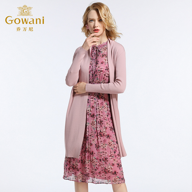 Gowani/乔万尼商场秋毛衣直筒针织开衫外套女中长款韩EB3M299102