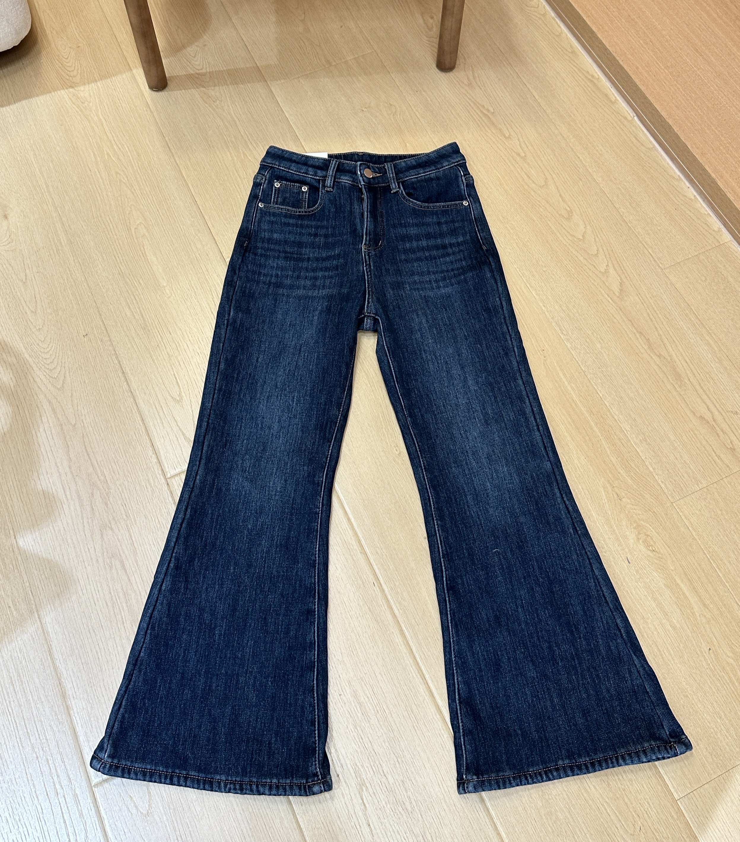 【BayaLi】2025秋冬季新品小个子版本怀旧蓝加绒牛仔喇叭裤