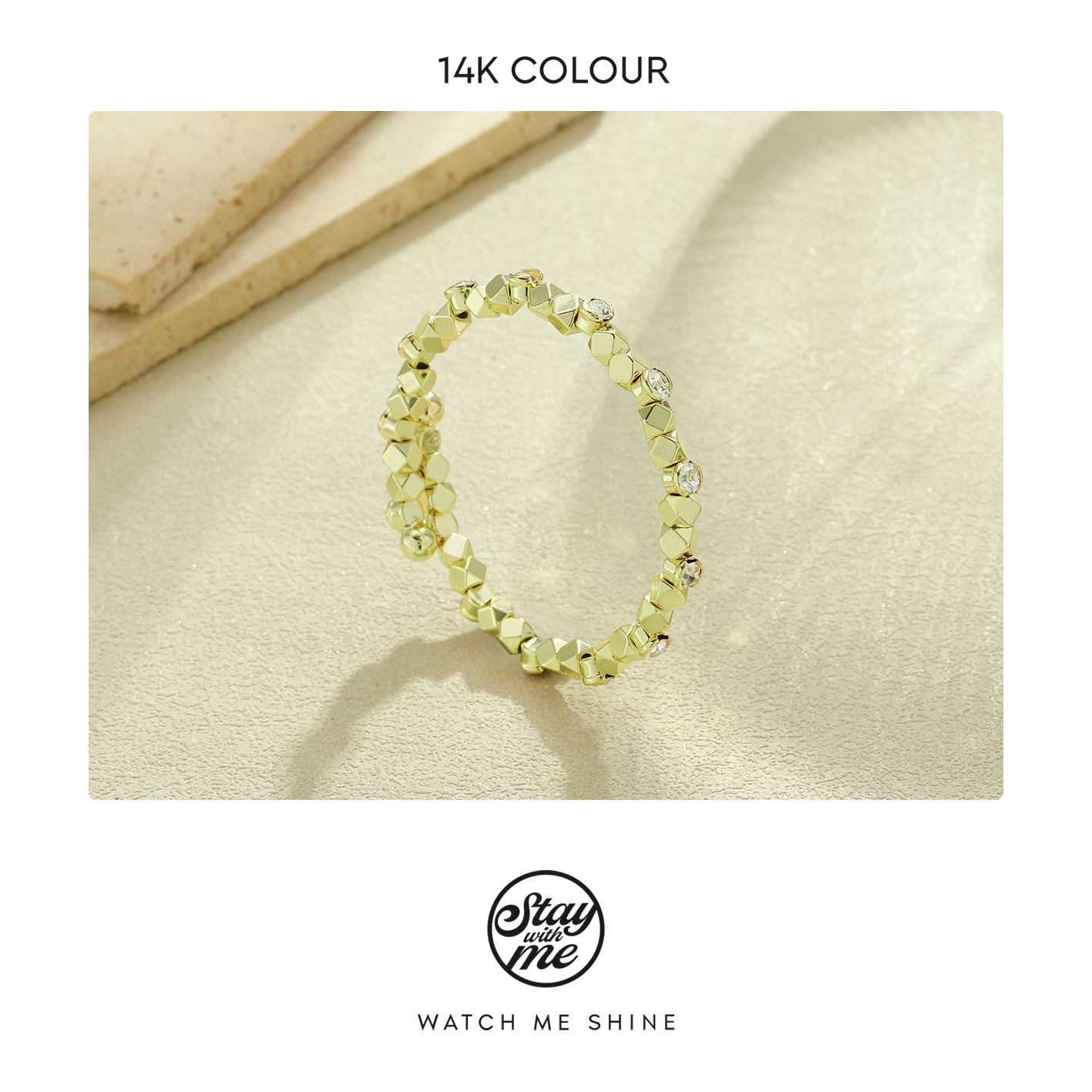STAY WITH ME 铜合金合成锆石手镯 小众设计B0407手镯