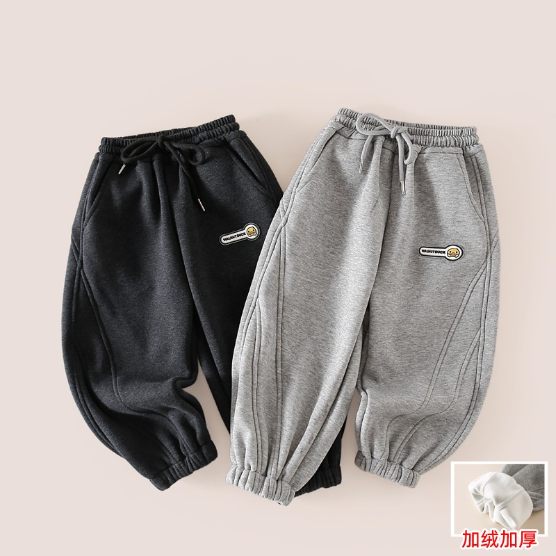 儿童秋冬休闲加绒卫裤新款男女童束脚冬装长裤子XT827-AM2