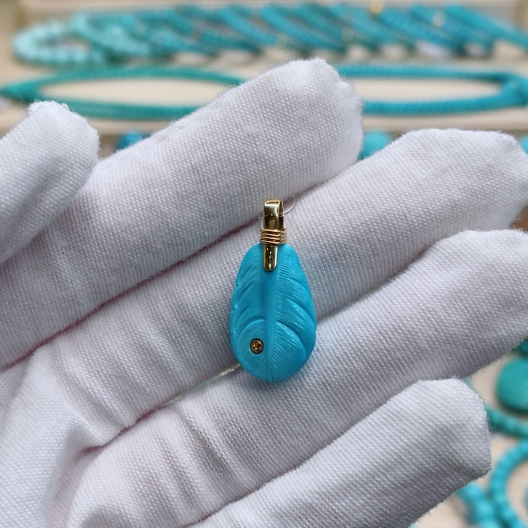 绿松石珠宝奇石18K金镶嵌