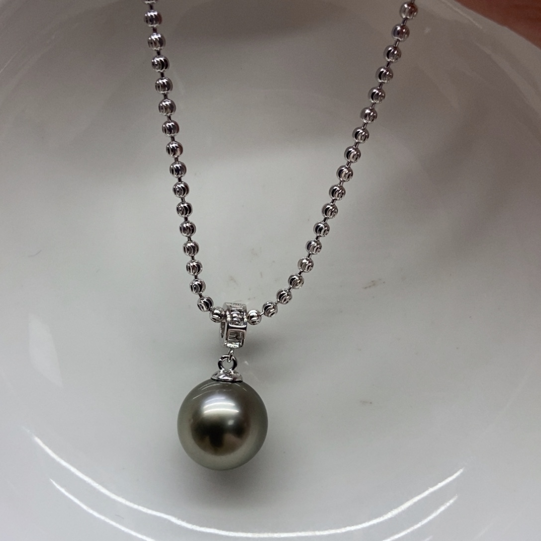 银S925镶嵌海水珍珠套链