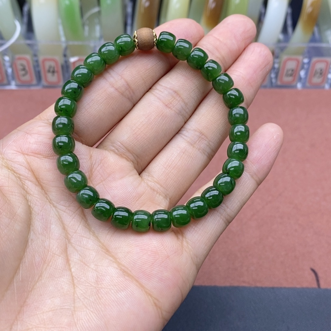 和田玉未镶嵌手串卡7