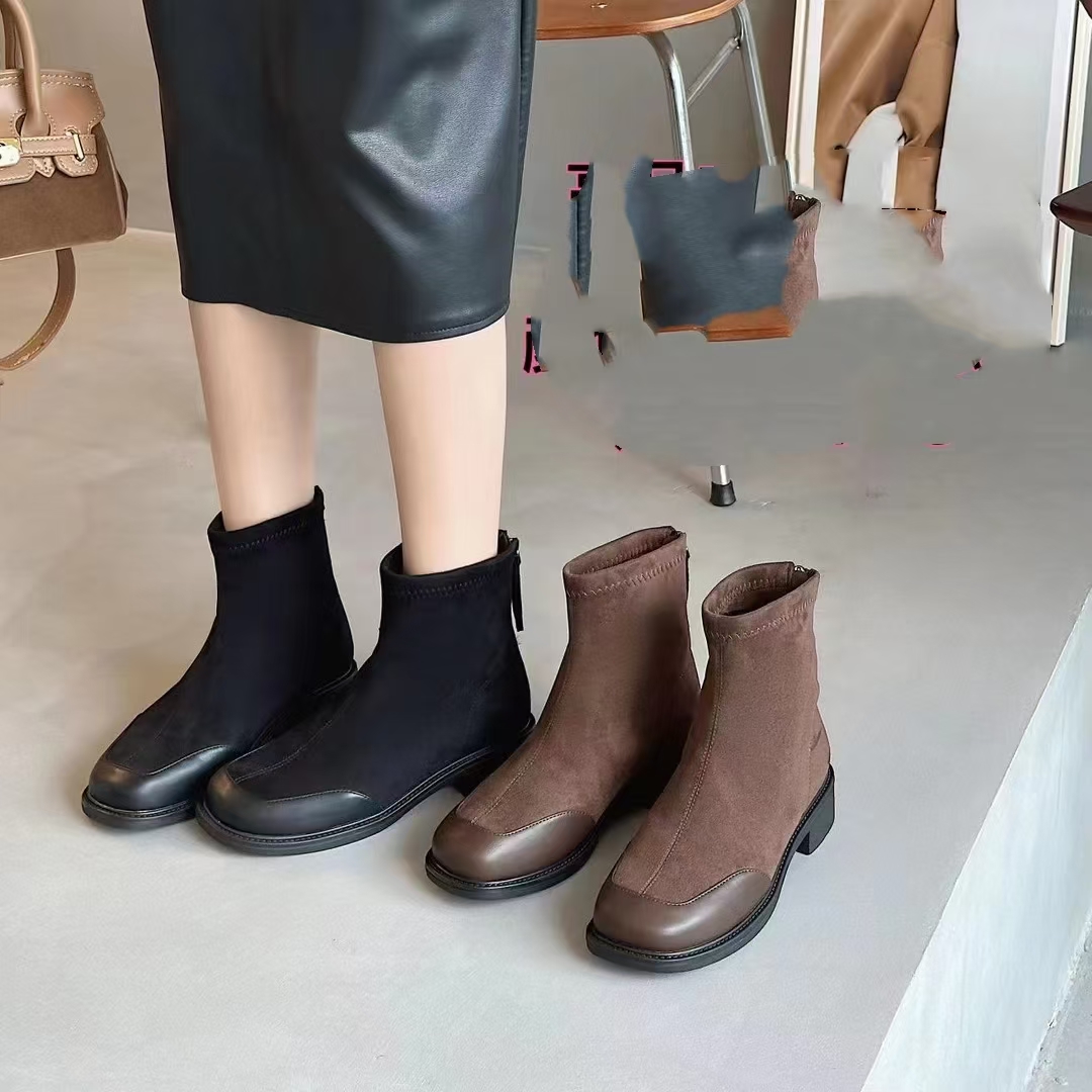 专柜正品秋冬新款平底弹力靴短靴时装靴方头瘦瘦靴英伦风女272100