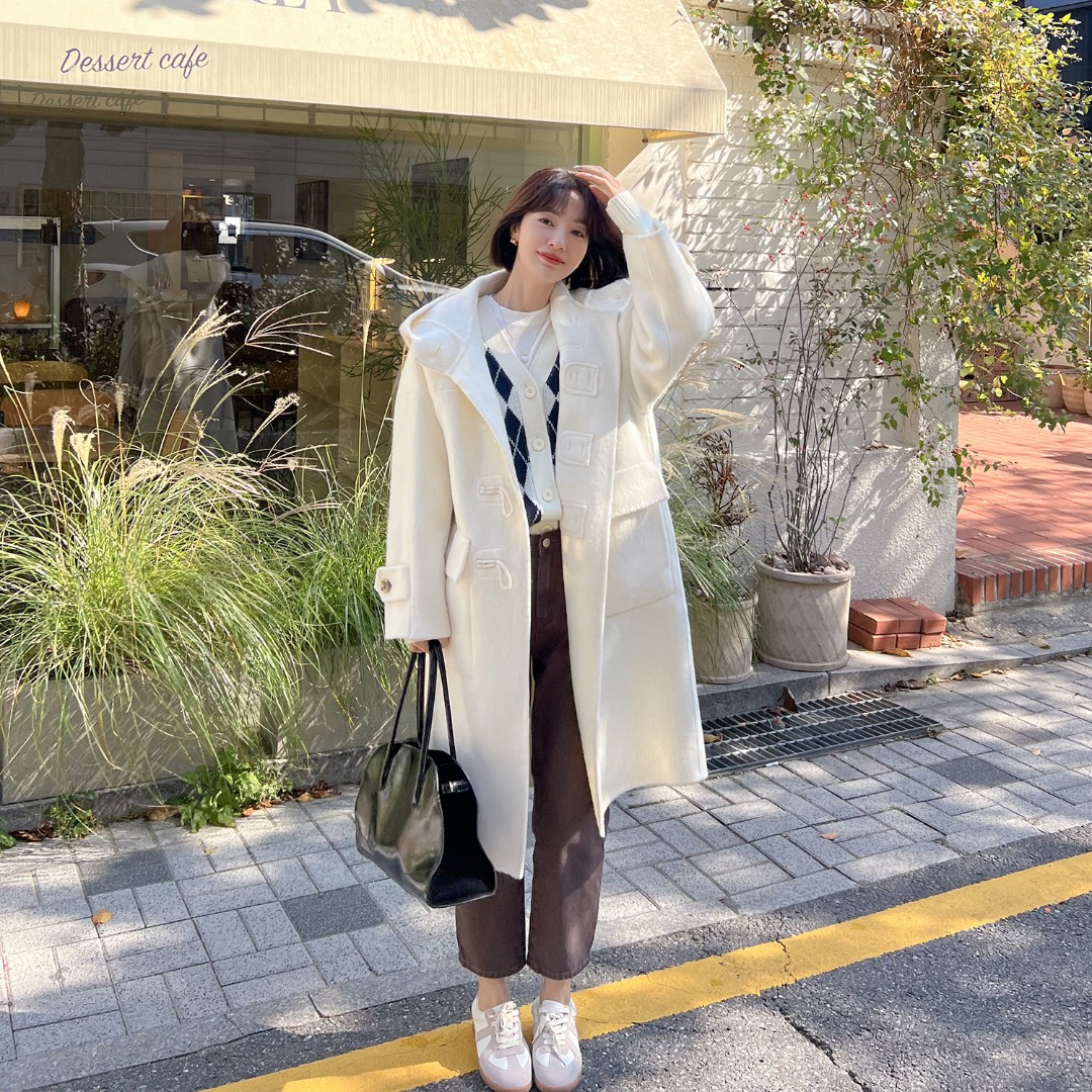 「新品」【鬼怪大衣】牛角扣毛呢外套FS210W012