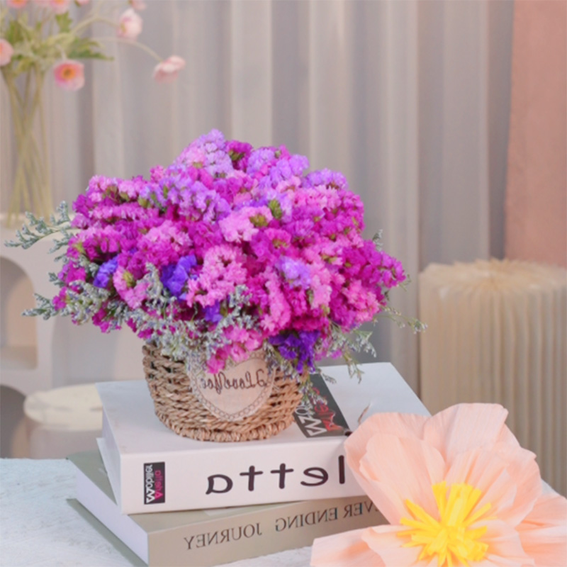 【送花篮】云南干花花束勿忘我真花鲜花客厅装饰品摆件