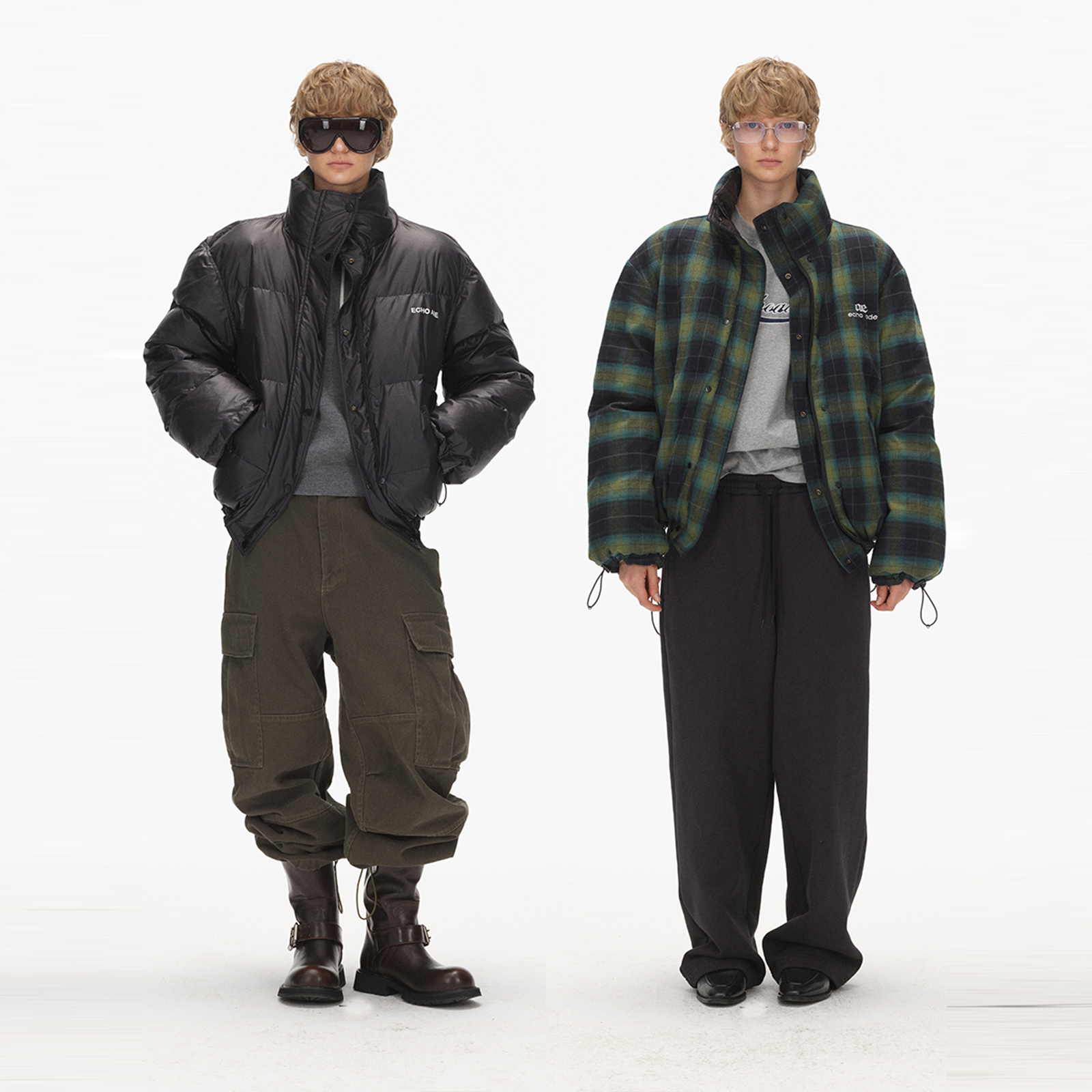 ECHOADE 25冬季蓬松轻盈一衣多穿立领宽松版型双面穿 DY5E13035