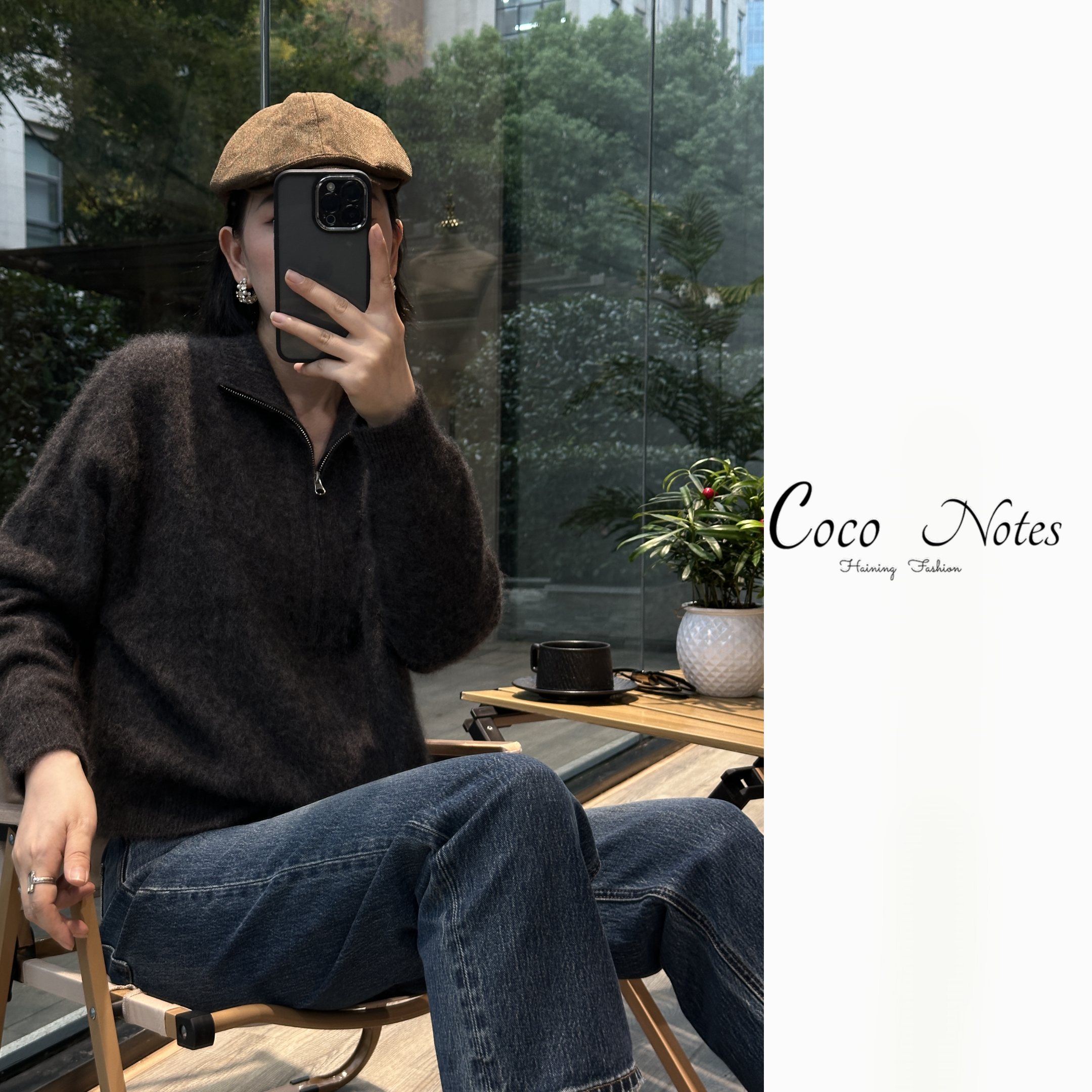  COCO NOTES HM514 全羊毛原创设计双头拉链开衫立领针织衫外套