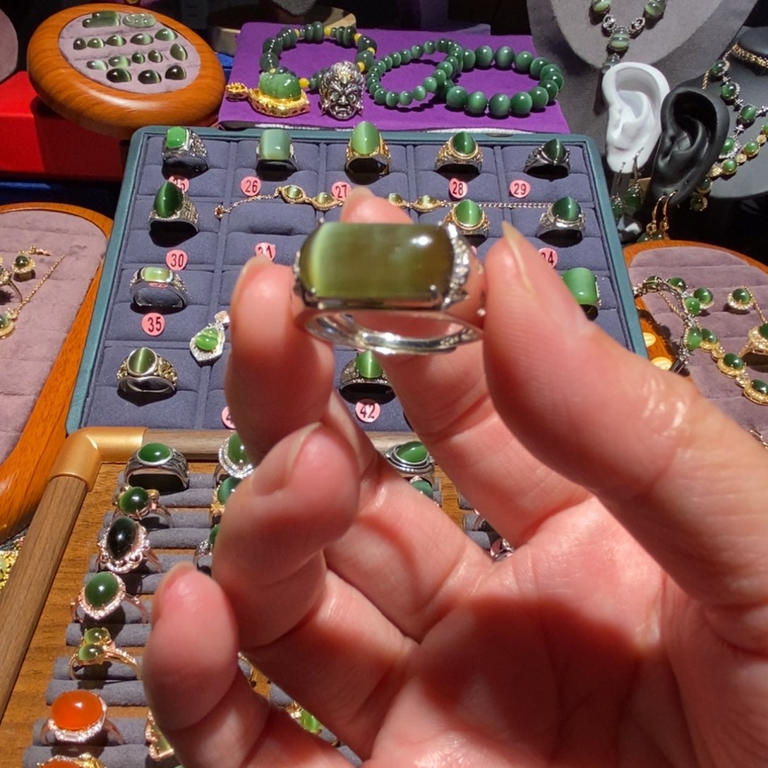 迪***妈和田玉银S925镶嵌戒指