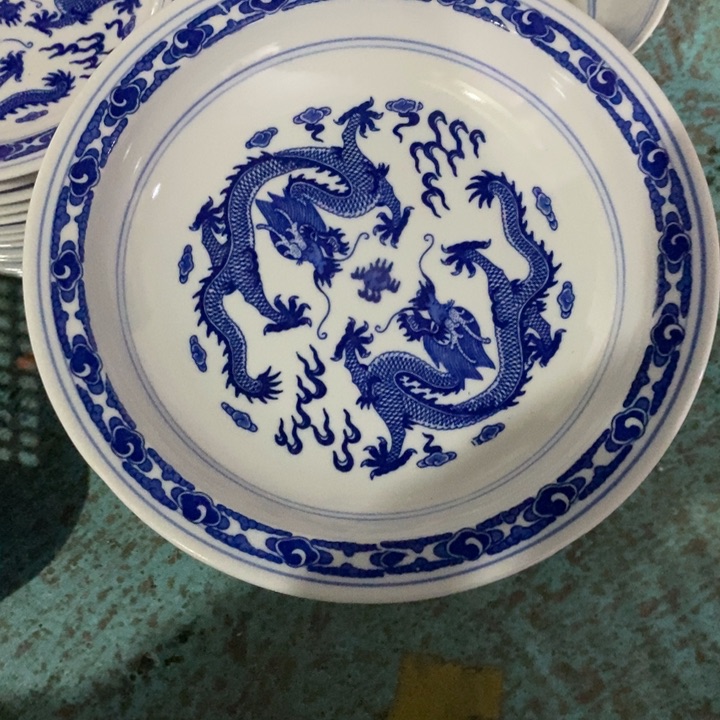 盖碗陶瓷8寸青花龙纹窝盘