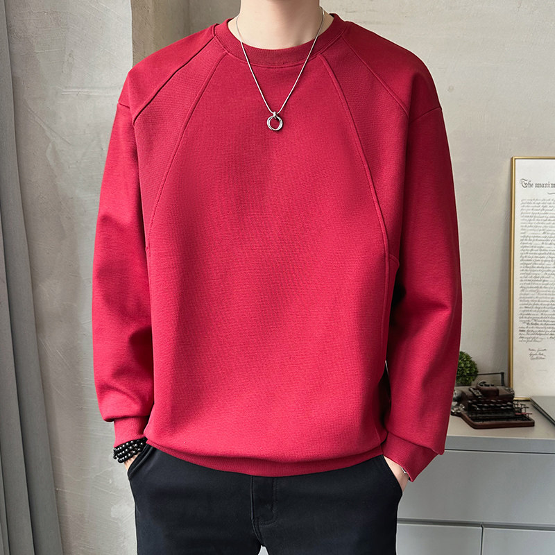 2025秋季男士卫衣棉质坎肩衔缝圆领休闲百搭宽松青年打底99542