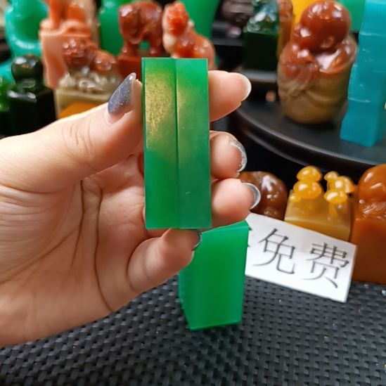 印石寿山石牙签章一对