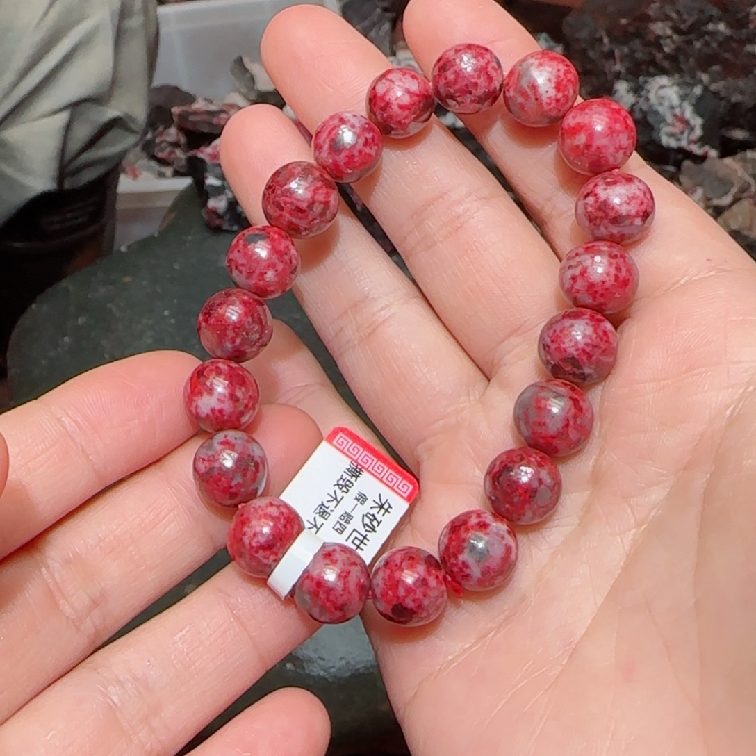 天然辰砂原石手串12