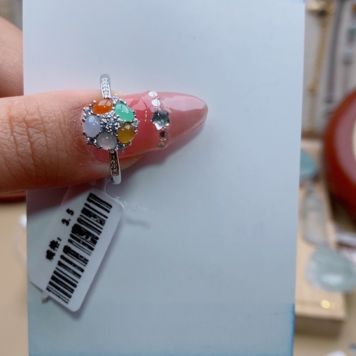 翡翠戒指银S925镶嵌11111