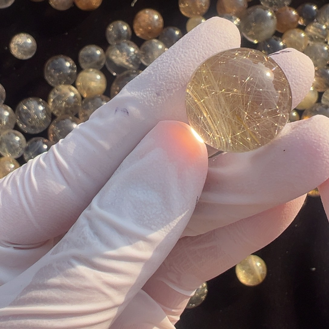 水晶金发晶18mm打孔定制不退换未镶嵌?****?