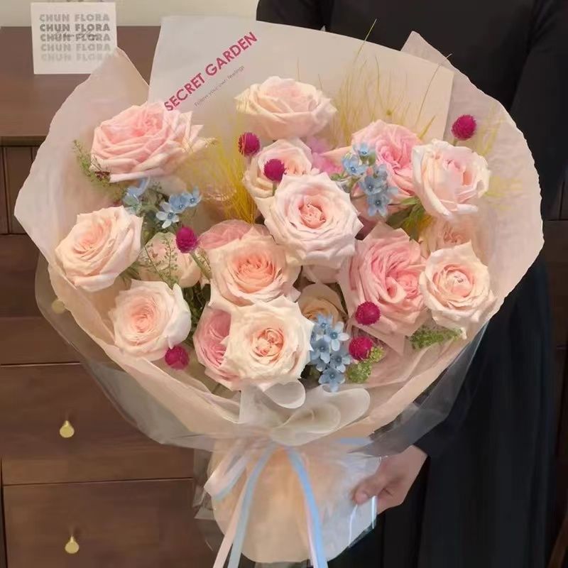 【微风】19朵粉玫瑰花束生日鲜花送女友爱人闺蜜花店送花上门生日花束