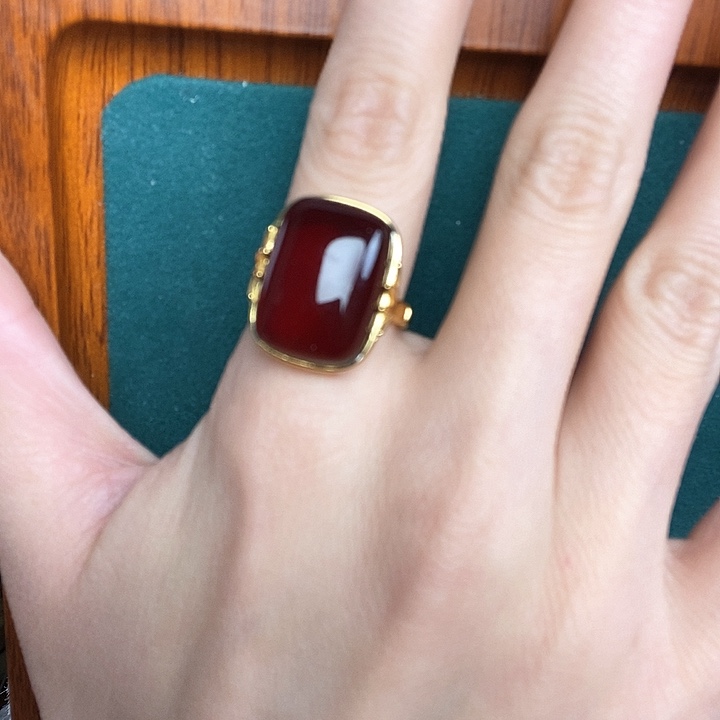 血珀戒指银S925镶嵌戒指