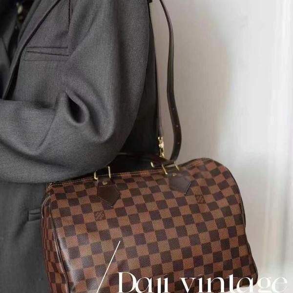 95新 LouisVuitton/路易威登 大吉中古/LV棋盘格speedy30手提包