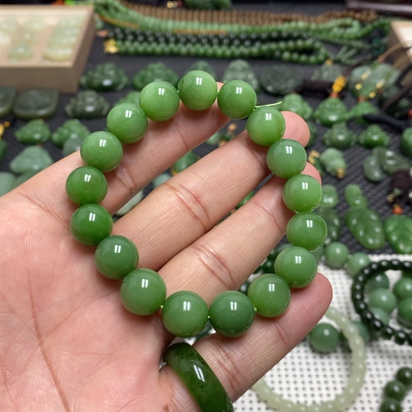 【闪购商品】和田玉（碧玉）手链未镶嵌长**茶