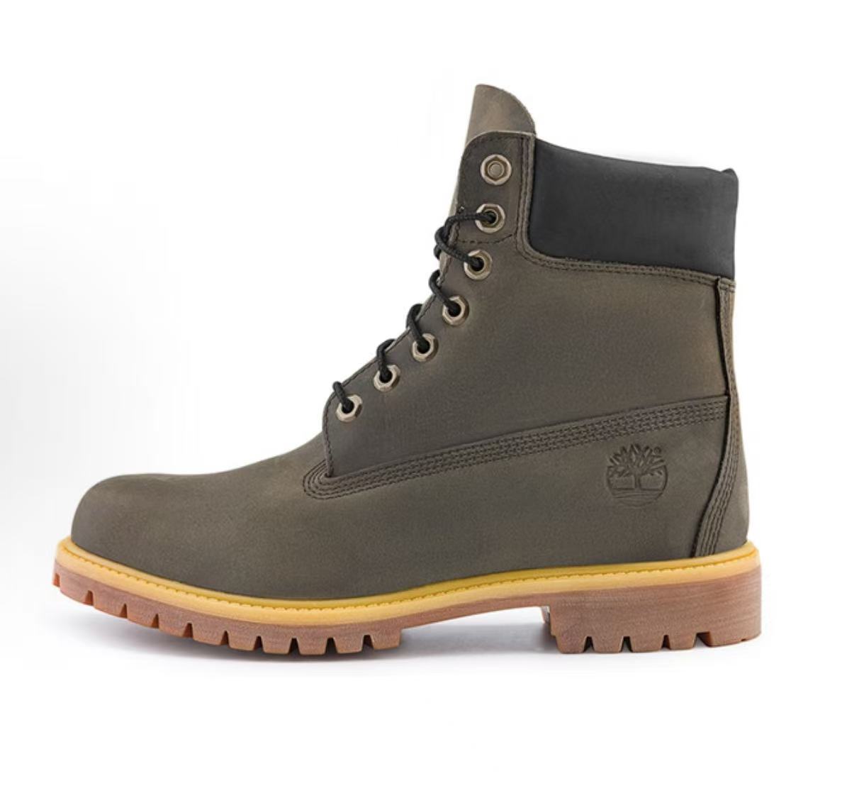 Timberland添柏岚皮革透气防水时尚百搭中筒男款灰色皮质户外靴 