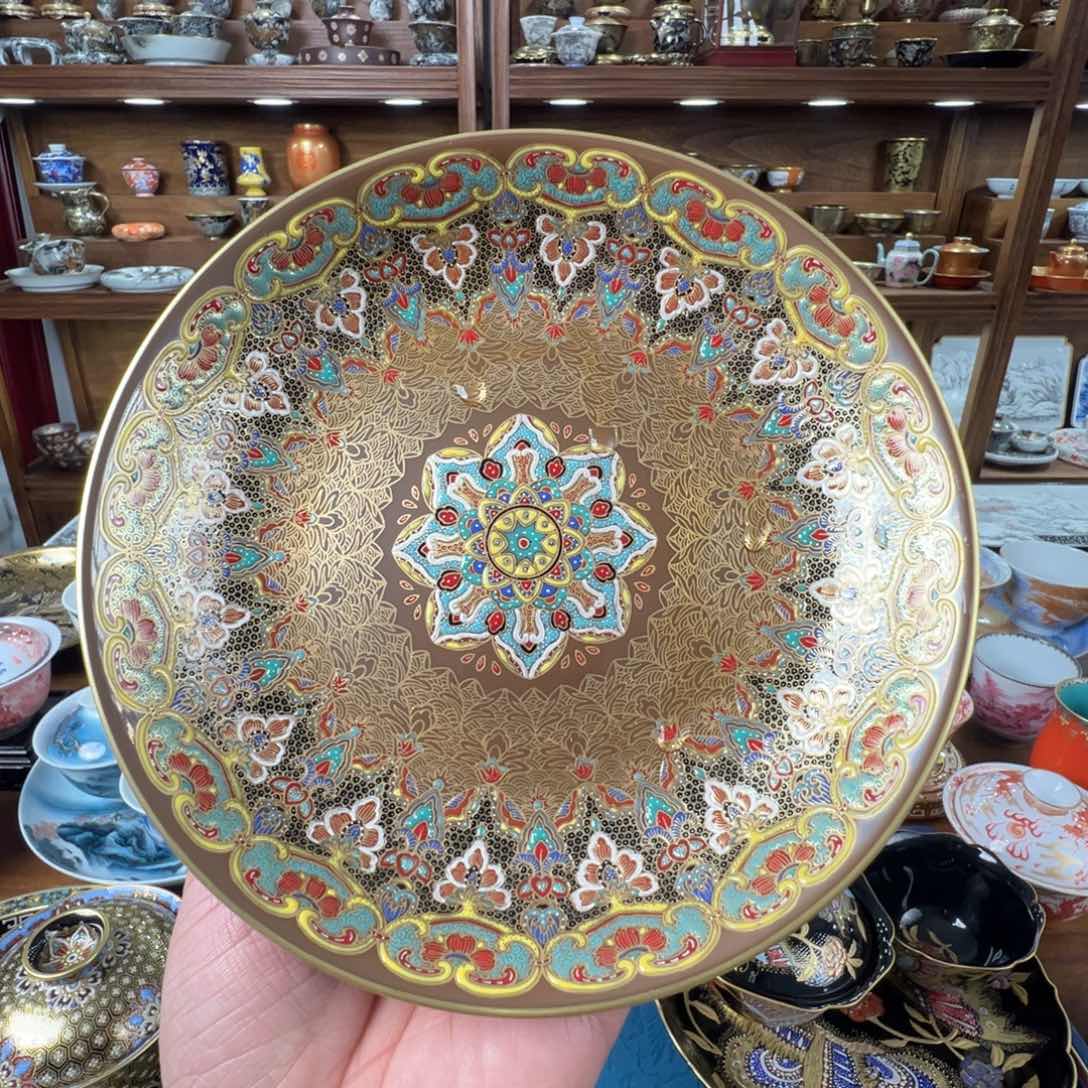 紫金釉错金银珐琅彩唐风敦煌图案壶承