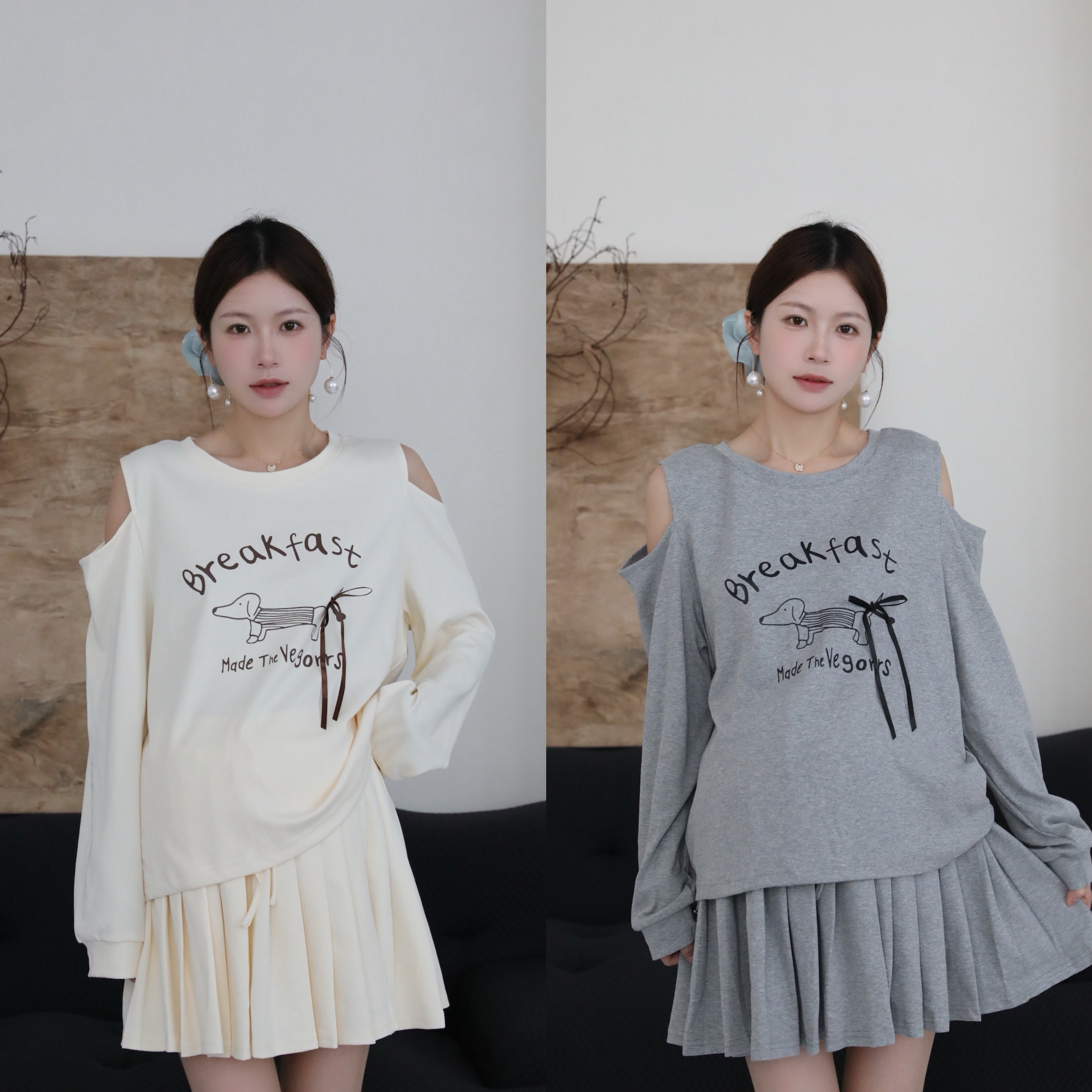 senenmu 露肩百褶套装 新款时尚减龄小个子孕妇装套装