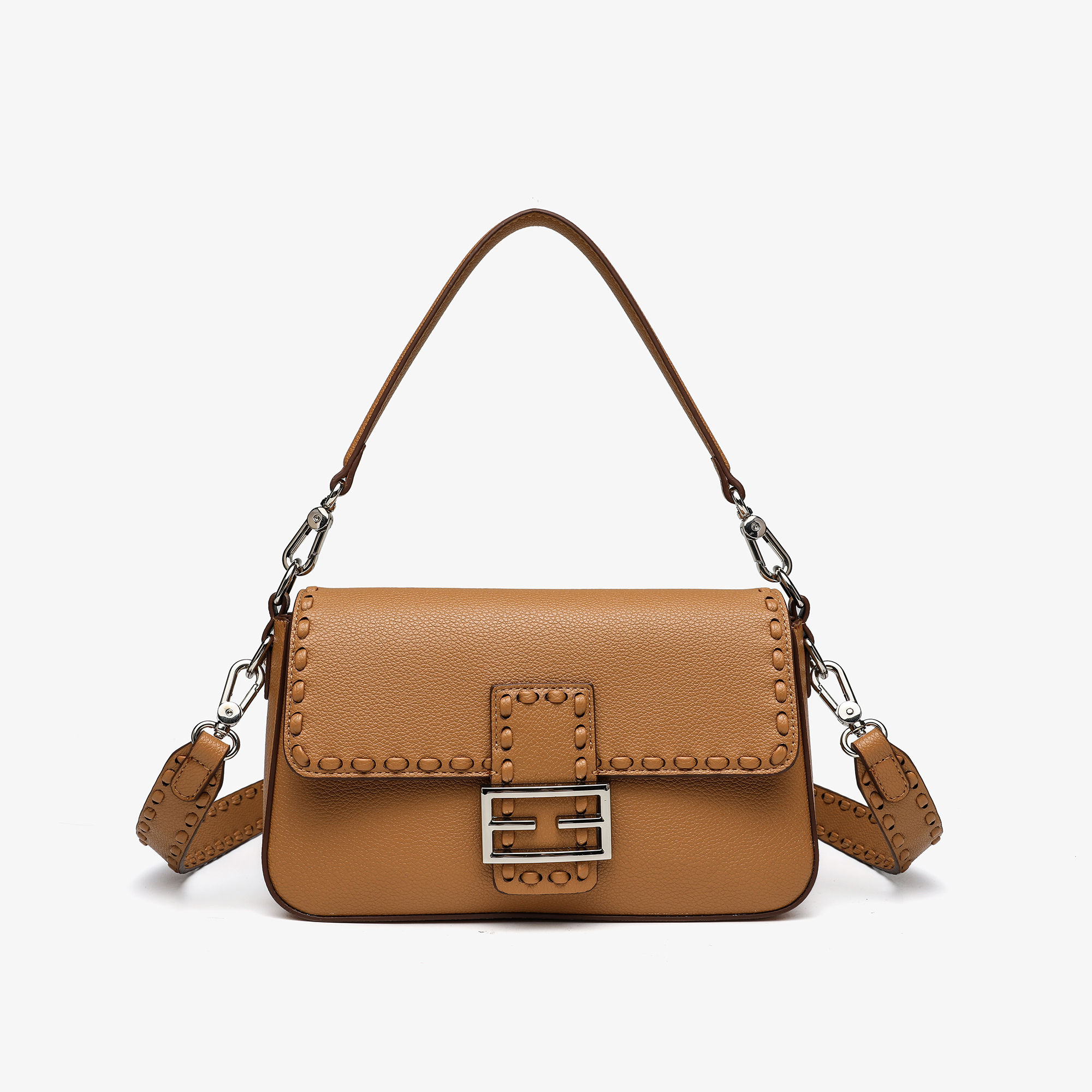 卡尔 蔻斯时尚轻奢手工穿绳单肩包CK25937J杏色