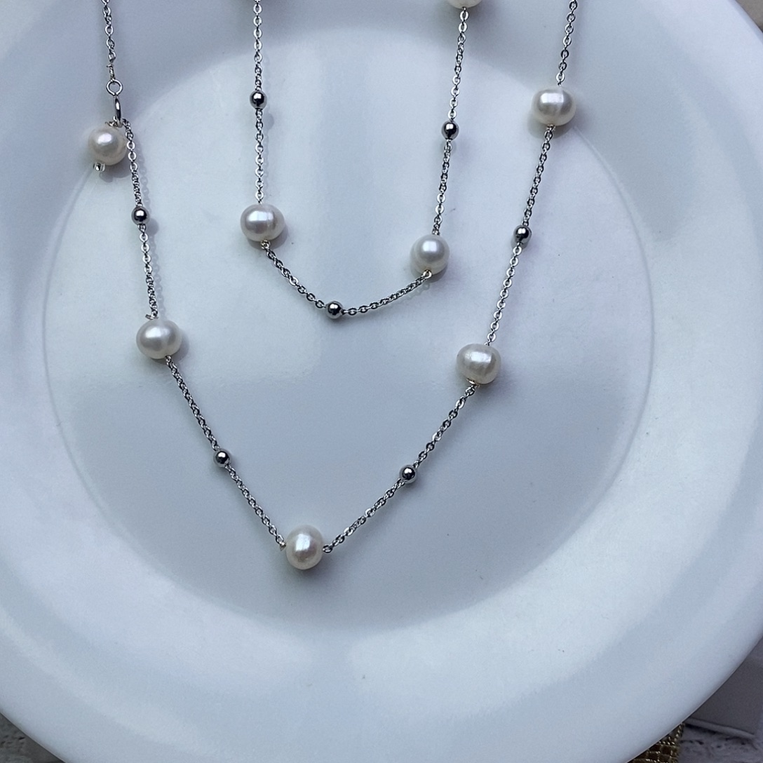 银S925镶嵌淡水珍珠耳饰