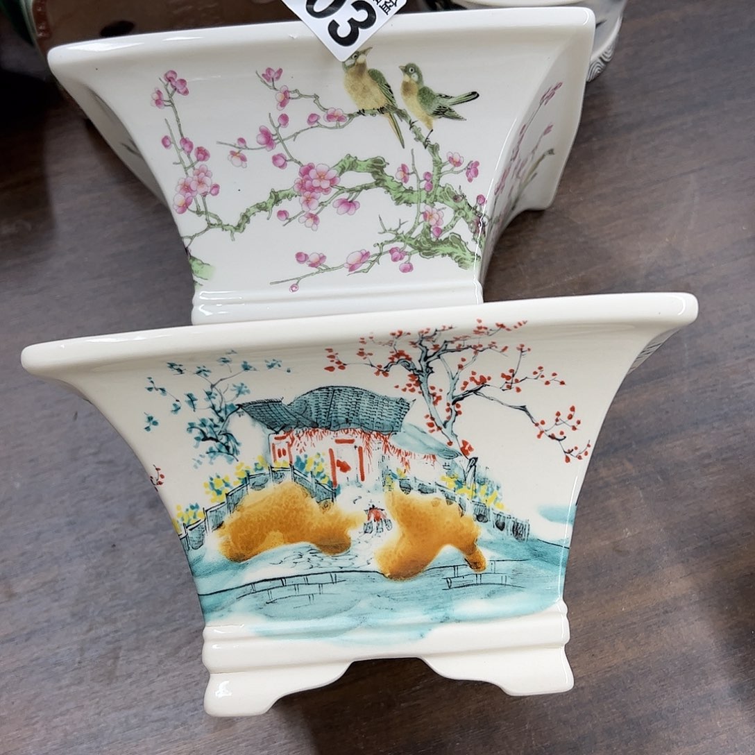 紫砂花盆903号瑕疵2个口不正脚部裂纹处理介意勿拍