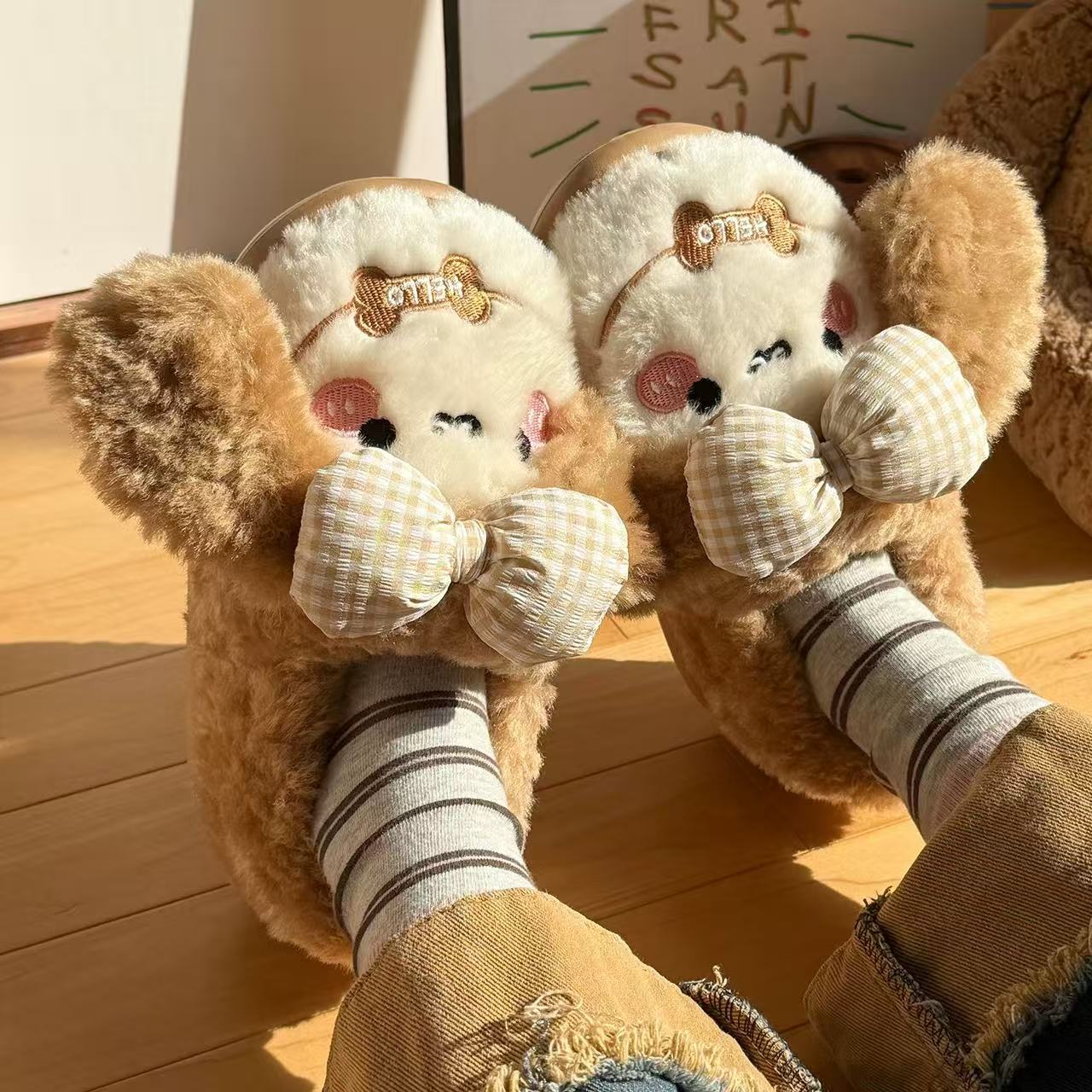 （500）潮流风纯色居家棉鞋