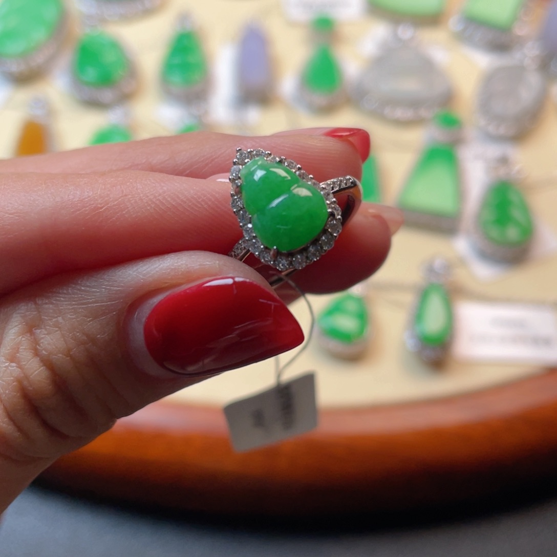 翡翠吊坠(不含链)银S925镶嵌戒指