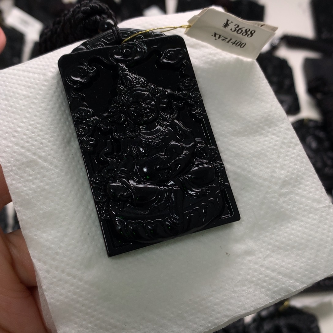 天然缅甸a货钢琴黑挂件