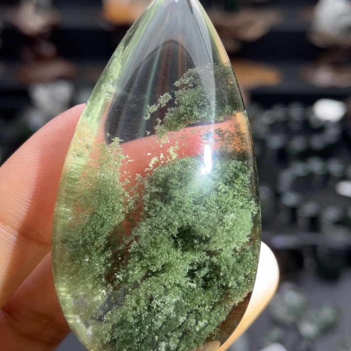颈饰未镶嵌水晶绿幽灵聚宝盆水滴定制