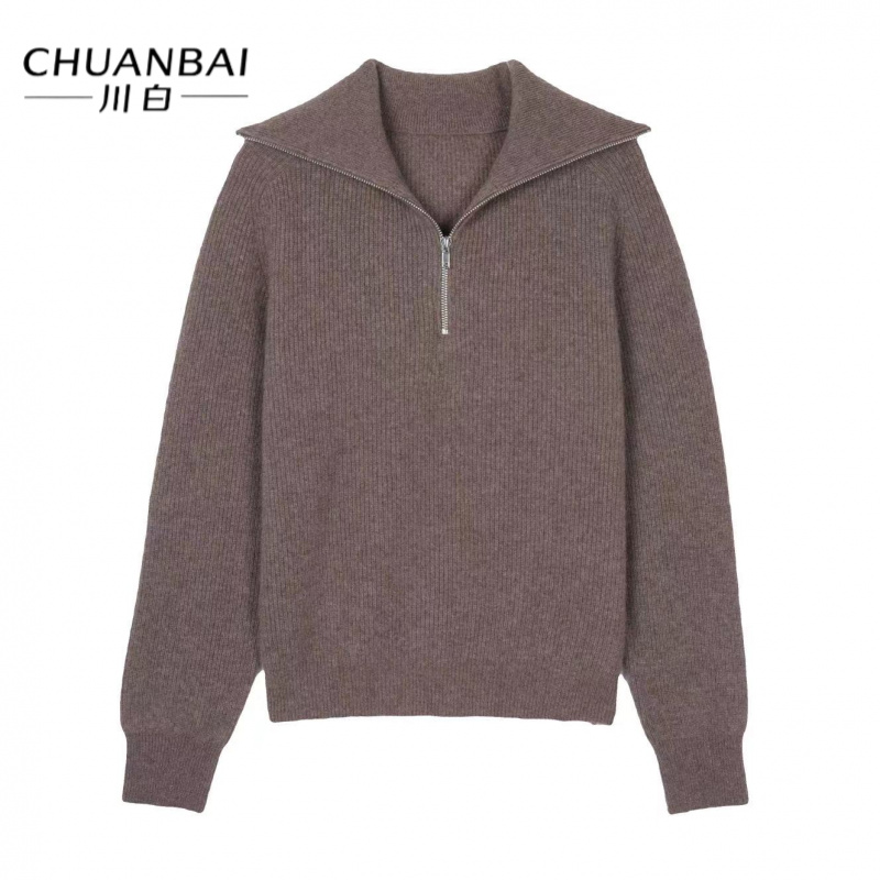 【大劳专属】CHUANBAI川白新款牦牛绒半拉链针织衫翻领针织-12502
