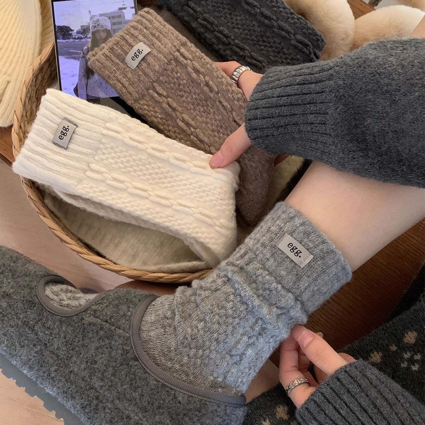 羊毛袜子女中筒秋冬季ins风加厚保暖堆堆袜潮流百搭长袜